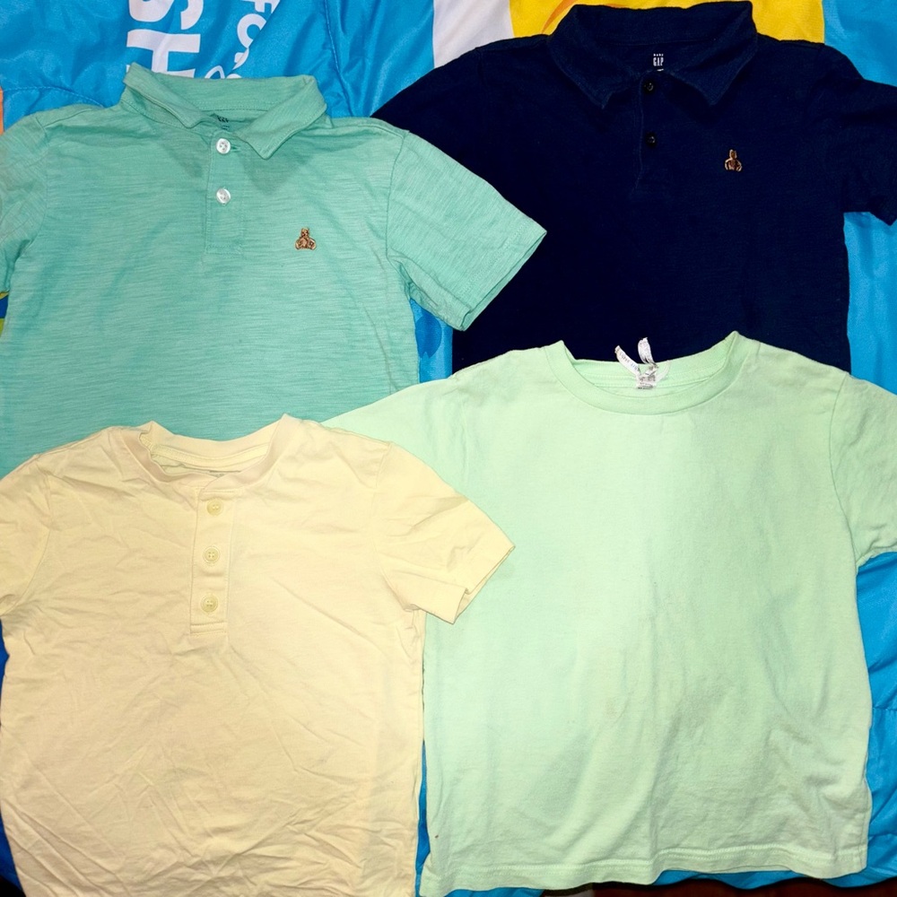Boys Size 5 Polos & Tees: Baby GAP Polos, Henley Shirt, Crewneck T-Shirt x 4